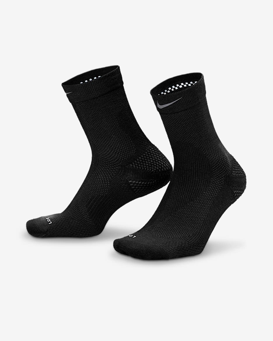 Nike Running Micro Crew 速干运动短袜（1 双） - 黑/暗烟灰/暗烟灰