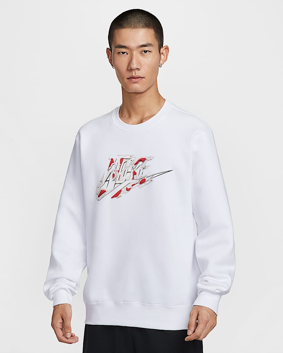 Nike Sportswear Club 男子加绒圆领上衣 - 白色