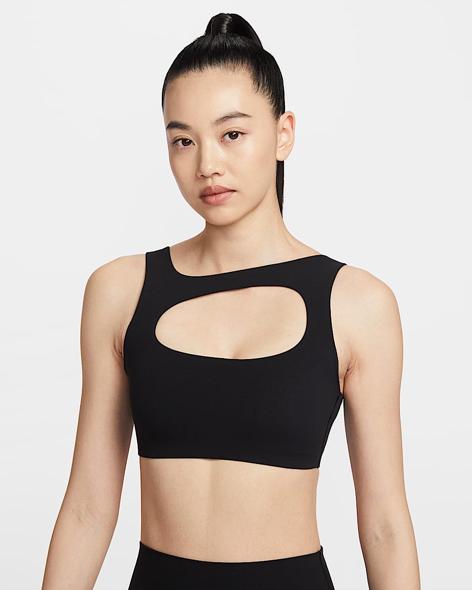 Nike Zenvy 女子速干低强度支撑衬垫运动内衣 - 黑/冷灰