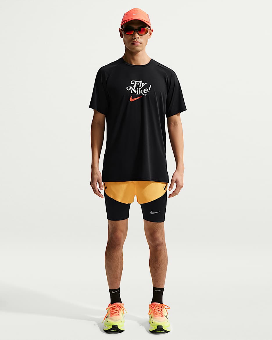 Nike AeroSwift Dri-FIT ADV 男子速干跑步短裤（含衬裤） - 激光橙/黑