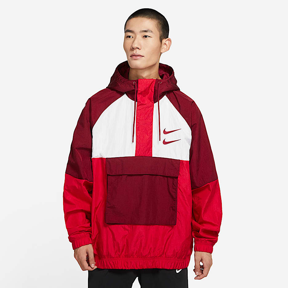 Nike Sportswear Swoosh 男子梭织上衣 - 队红/大学红/白色/队红
