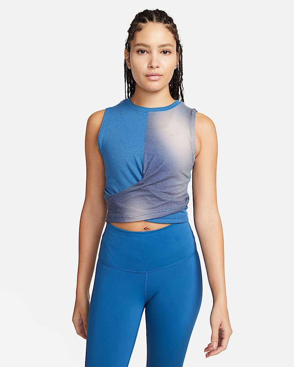 Nike Yoga Dri-FIT 女子印花背心 - 深藏青/暗滨海蓝