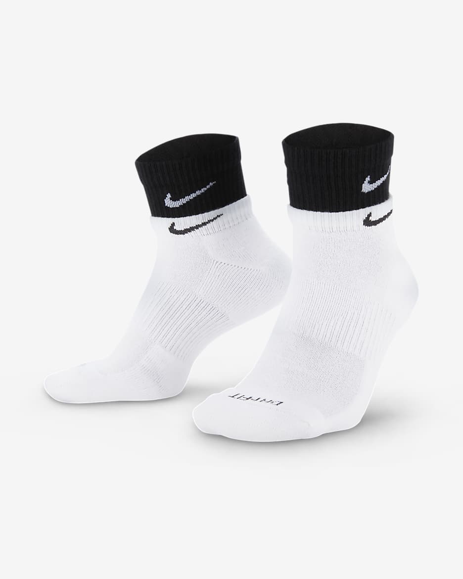 Nike Everyday Plus 舒适速干训练短袜（1 双） - 白色/白色/黑