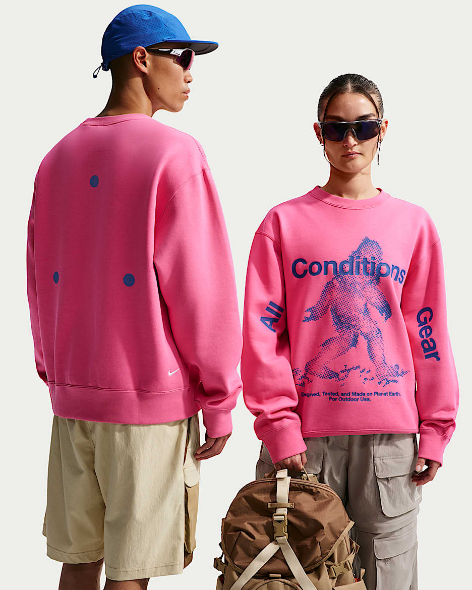 Nike ACG "Tuff Fleece" Therma-FIT 男子拒水加绒套头圆领运动衫 - 亚紫粉