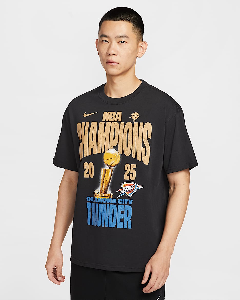 俄克拉荷马城雷霆队 Nike NBA 男子冠军球队T恤 - 黑