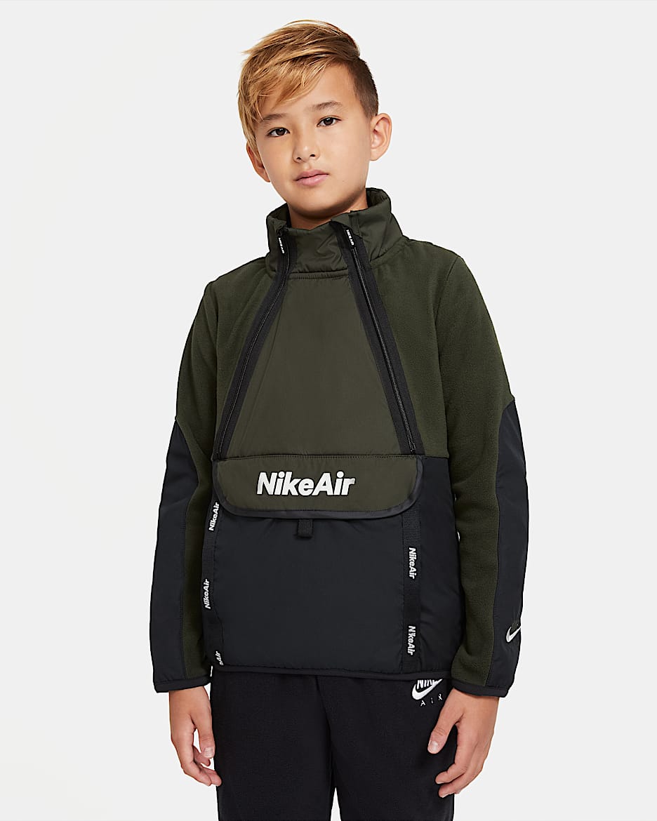 Nike Air Winterized 大童(男孩)上衣 - 红杉绿/黑/黑/浅骨色