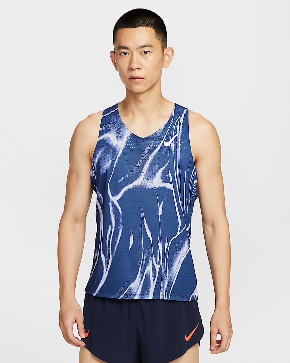 Nike AeroSwift Dri-FIT ADV 男子速干跑步背心 - 海岸蓝/白色