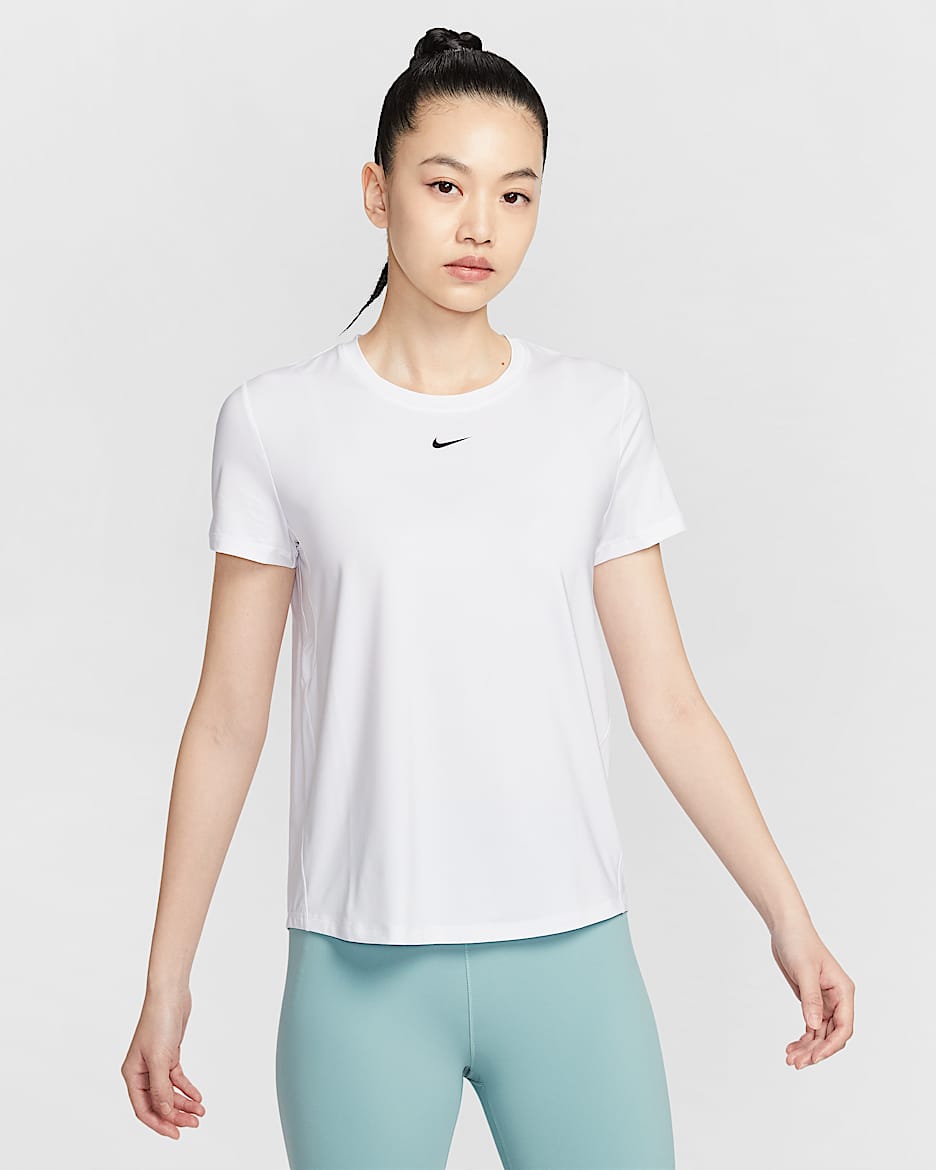 Nike One Classic Dri-FIT 女子透气速干经典款短袖上衣 - 白色/黑