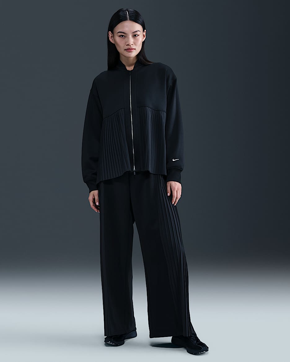 Nike Sportswear 女子褶裥拼接长裤 - 黑/帆白