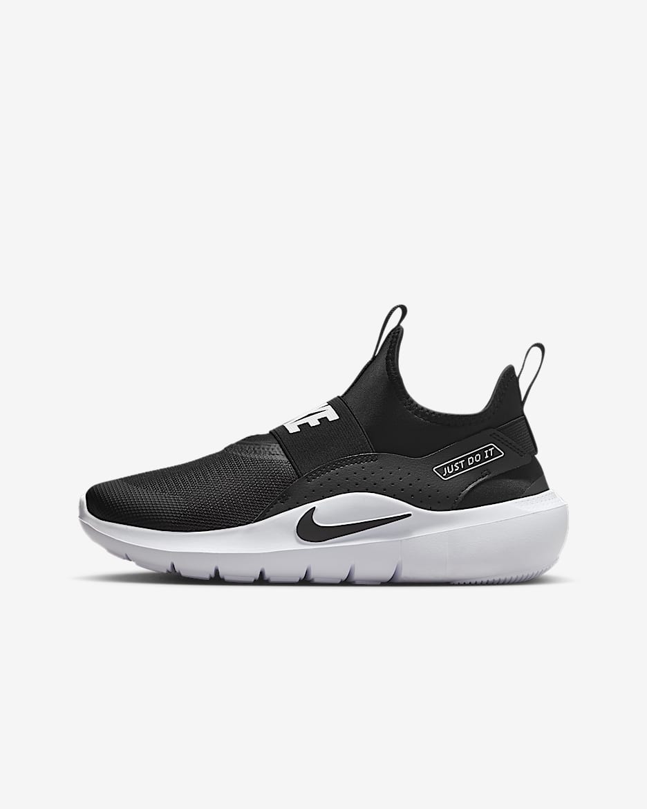 Nike Flex Runner 4 大童一脚蹬跑步鞋 - 黑/白色/白色/黑