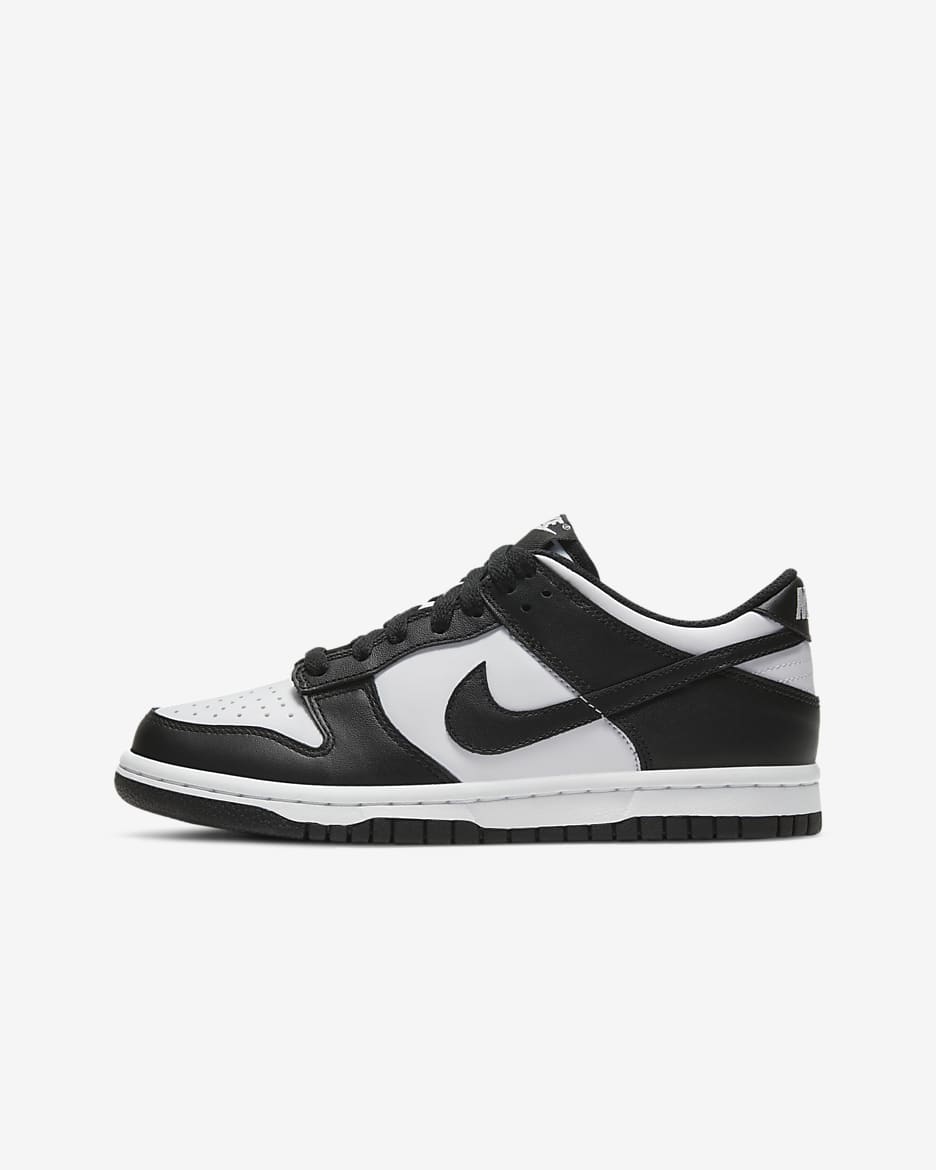 Nike Dunk Low 大童运动鞋复古板鞋 - 白色/白色/黑