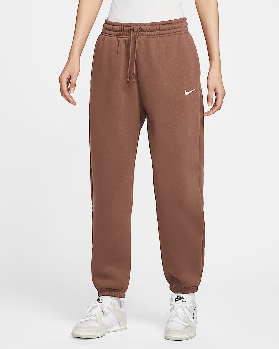 Nike Sportswear Phoenix Fleece 女子高腰 Oversize 风加绒运动裤 - 动物群棕/帆白