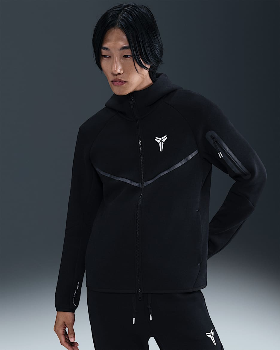 Kobe Tech Fleece Windrunner 科比男子全长拉链开襟夹克 - 黑/白色