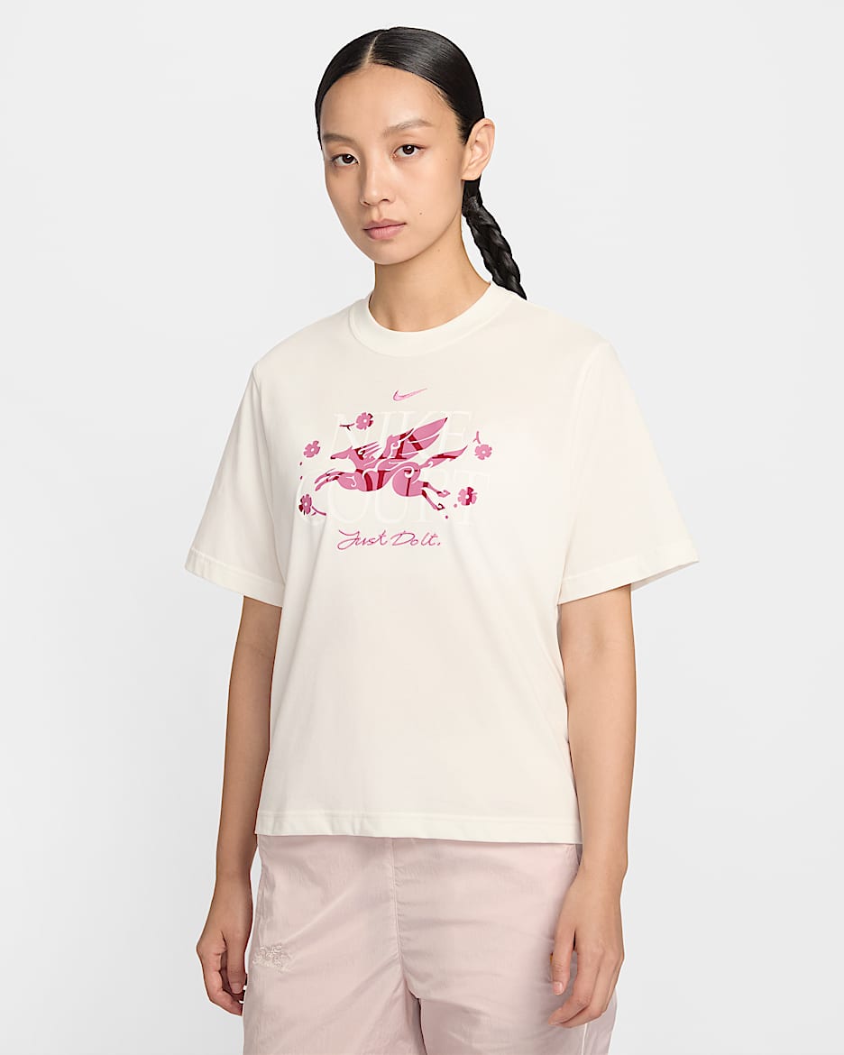 Nike Dri-FIT 新年款女子速干短袖T恤 - 帆白