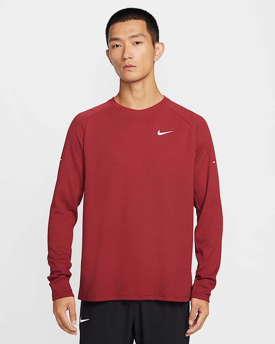 Nike Stride Dri-FIT 男子速干华夫格跑步圆领上衣 - 深队红
