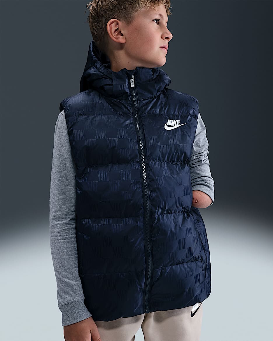 Nike 大童羽绒提花马甲 - 深藏青