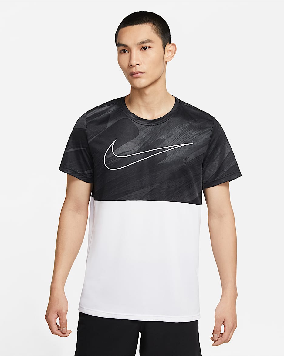 Nike Pro Dri-FIT SuperSet Sport Clash 男子短袖训练上衣 - 煤黑/白色/白色