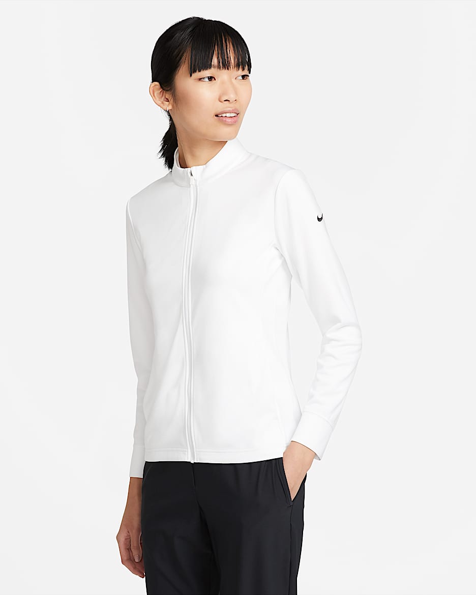 Nike Dri-FIT UV Victory 女子防晒速干全长拉链开襟高尔夫上衣 - 白色/黑