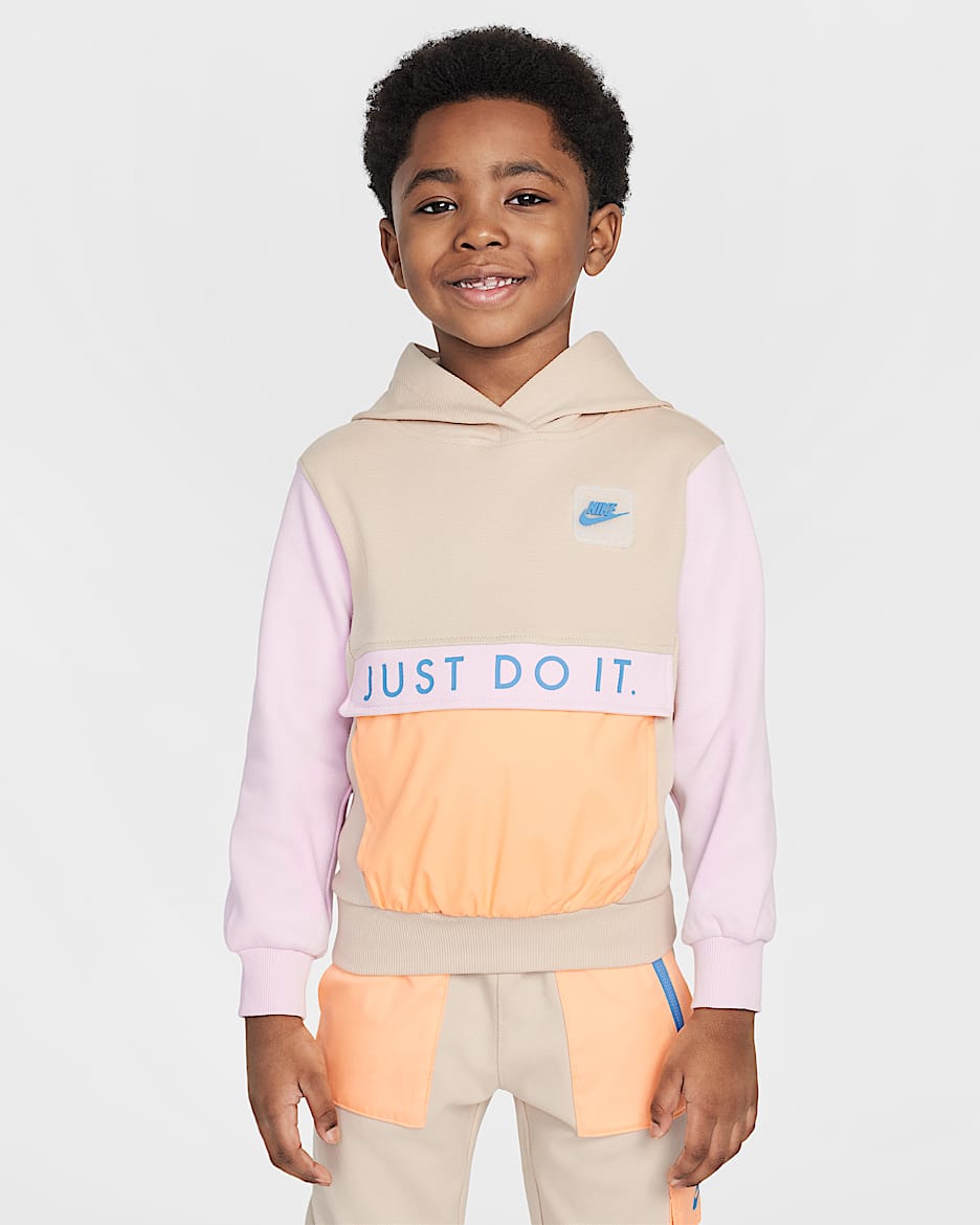 Nike Keep Climbing 幼童质感套头连帽衫 - 沙堆白