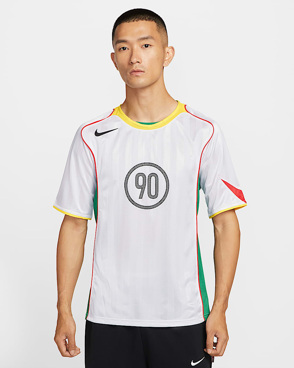 Nike Total 90 Dri-FIT 男子速干足球球衣 - 白色/欧皮特黄/浅深红/黑