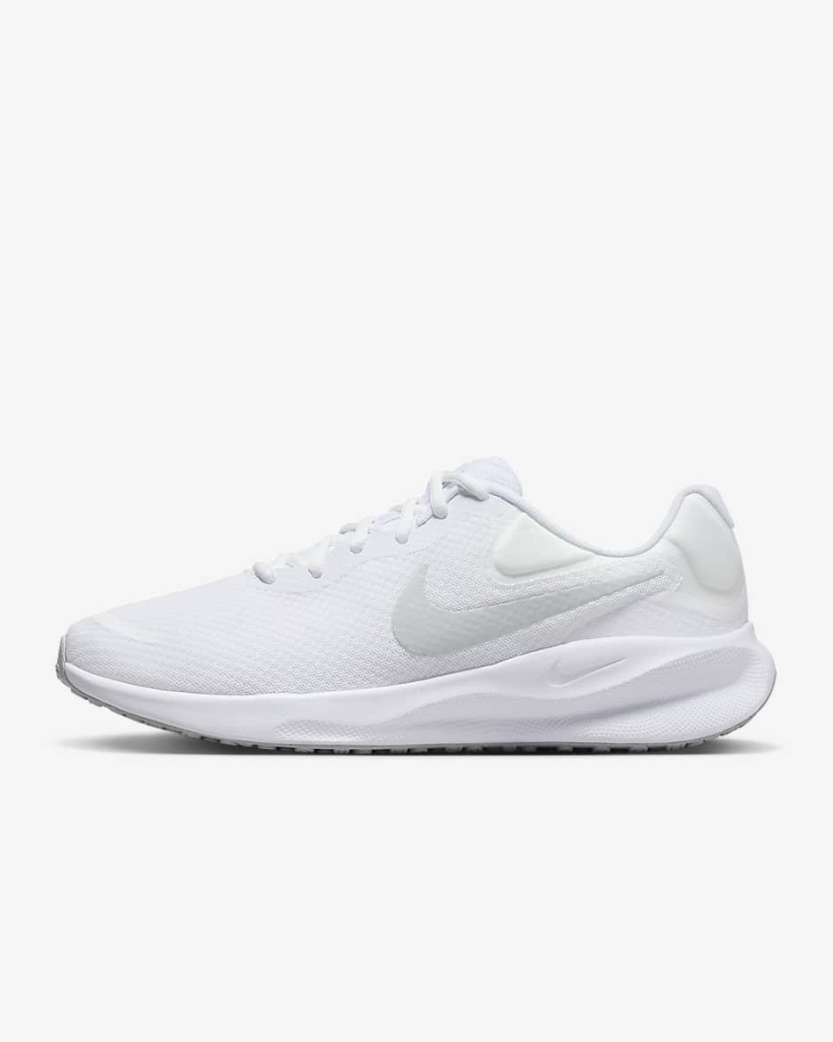 Nike Revolution 7 男子公路跑步鞋 - 白色/白色/白金色