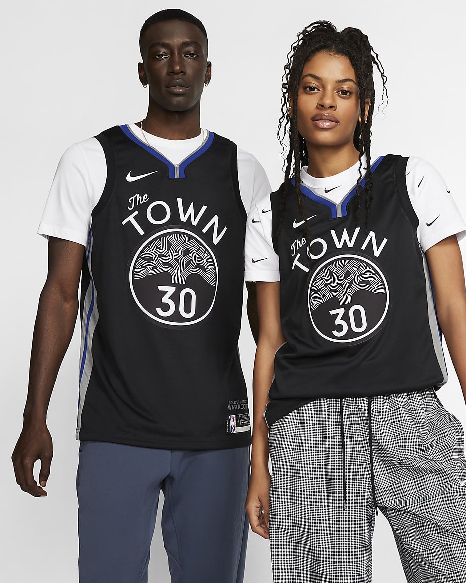 金州勇士队 (Stephen Curry) – City Edition Nike NBA Swingman Jersey 男子球衣 - 黑/暗钢灰/灯草蓝