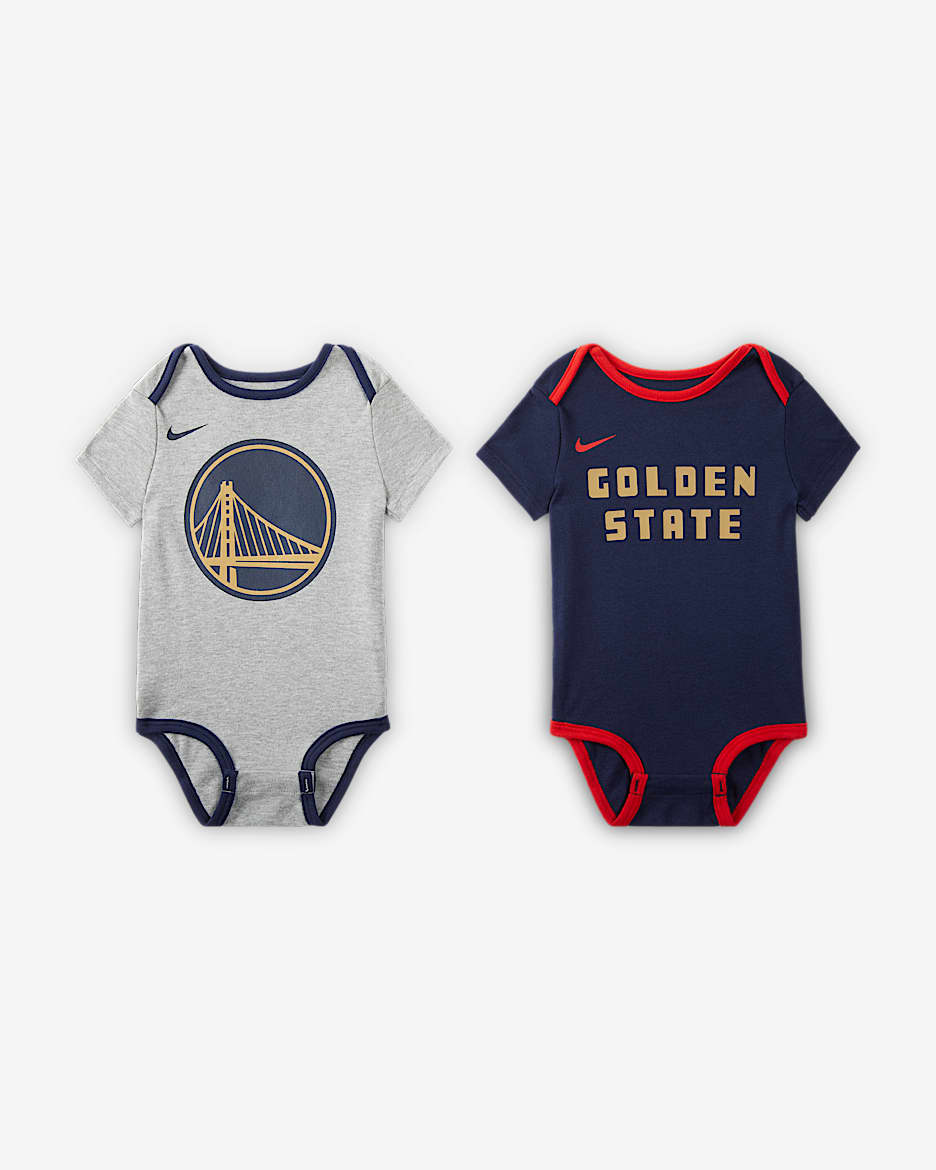 金州勇士队 Nike NBA 婴童连体衣（2 件） - 大学深蓝