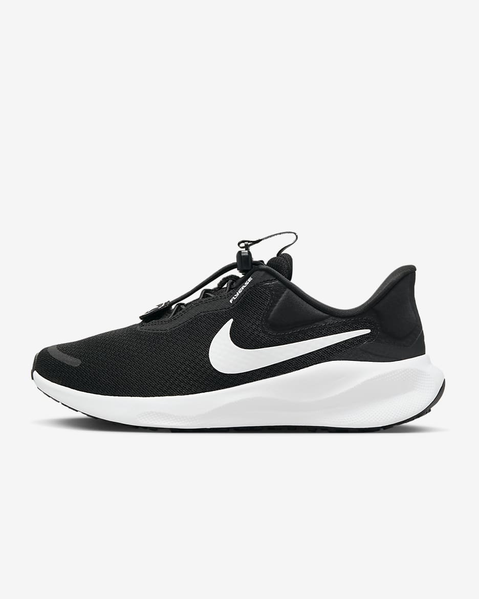 Nike Revolution 7 EasyOn 女子易穿脱公路跑步鞋 - 黑/白色