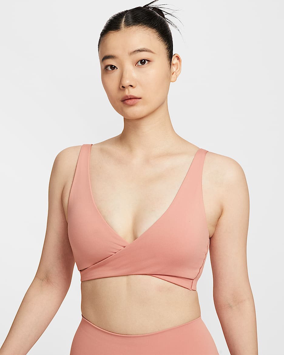 Nike One 女子低强度支撑速干衬垫运动内衣 - 锈粉/峡谷锈橙