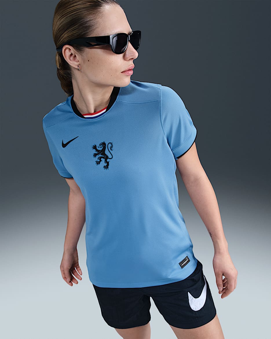 2025 赛季荷兰队客场球迷版 Nike Dri-FIT 女子速干足球球衣 - 张扬蓝/黑