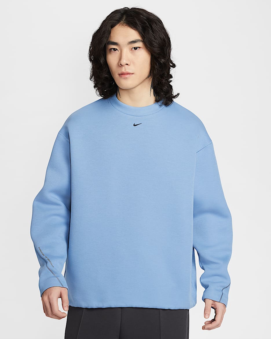 Nike Tech 男子针织宽松圆领上衣 - 工作蓝/黑