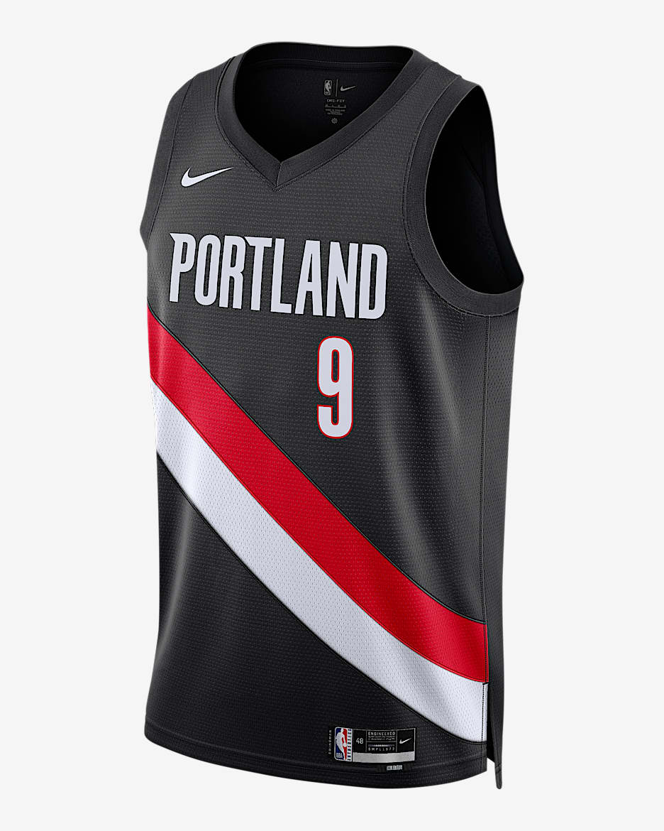 2025/26 赛季波特兰开拓者队杰拉米·格兰特 (Jerami Grant) Icon Edition Nike Dri-FIT NBA Swingman Jersey 男子速干球衣 - 黑