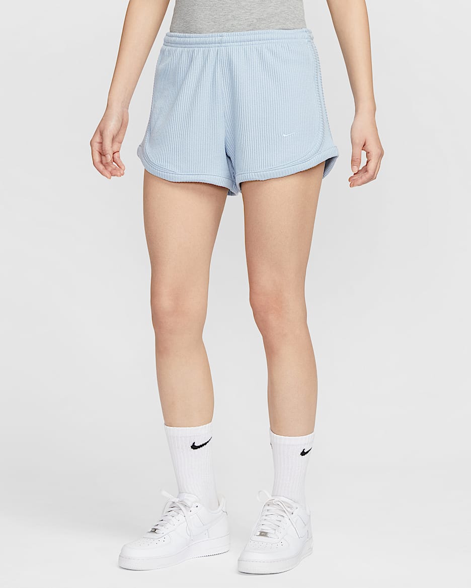 Nike Sportswear Chill Waffle 女子中腰短裤 - 浅军械蓝/浅军械蓝