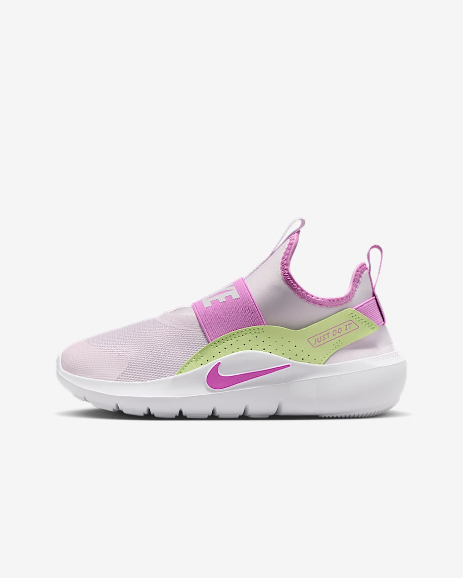 Nike Flex Runner 4 大童一脚蹬跑步鞋 - 浅紫罗兰/浅柠色/白色/浅品红