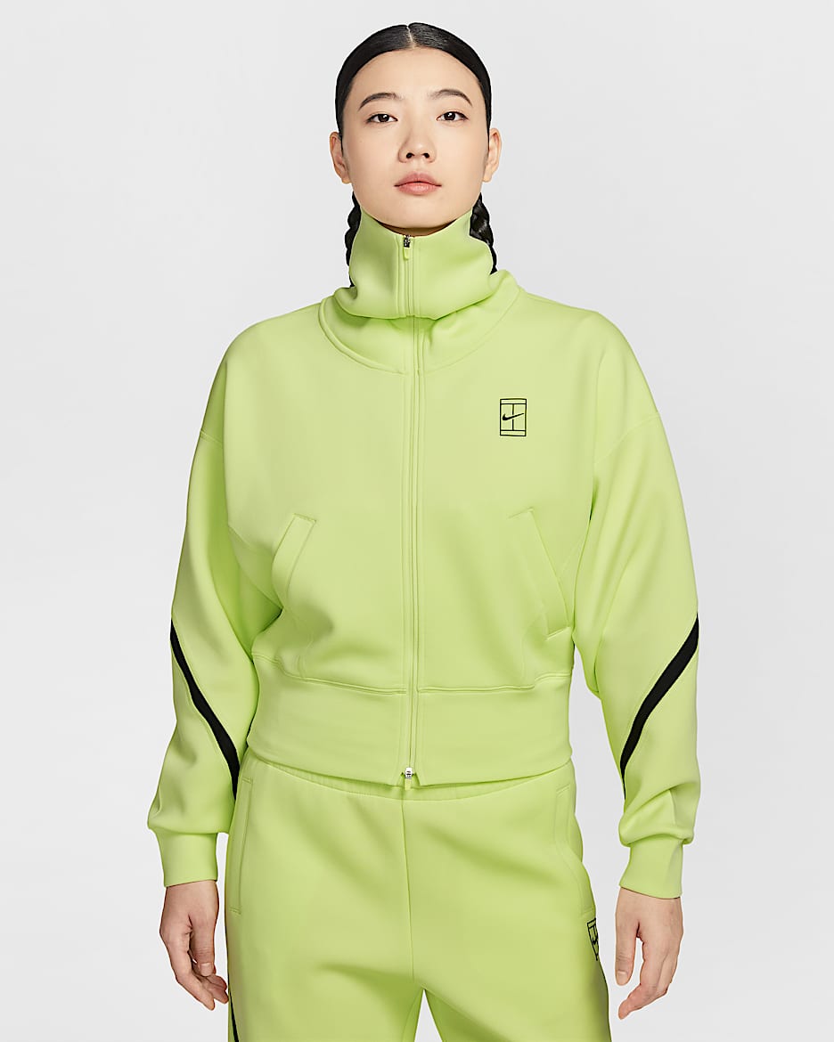 Nike Advantage Dri-FIT 女子速干全长拉链开襟网球夹克 - 浅柠檬黄/浅柠檬黄/黑