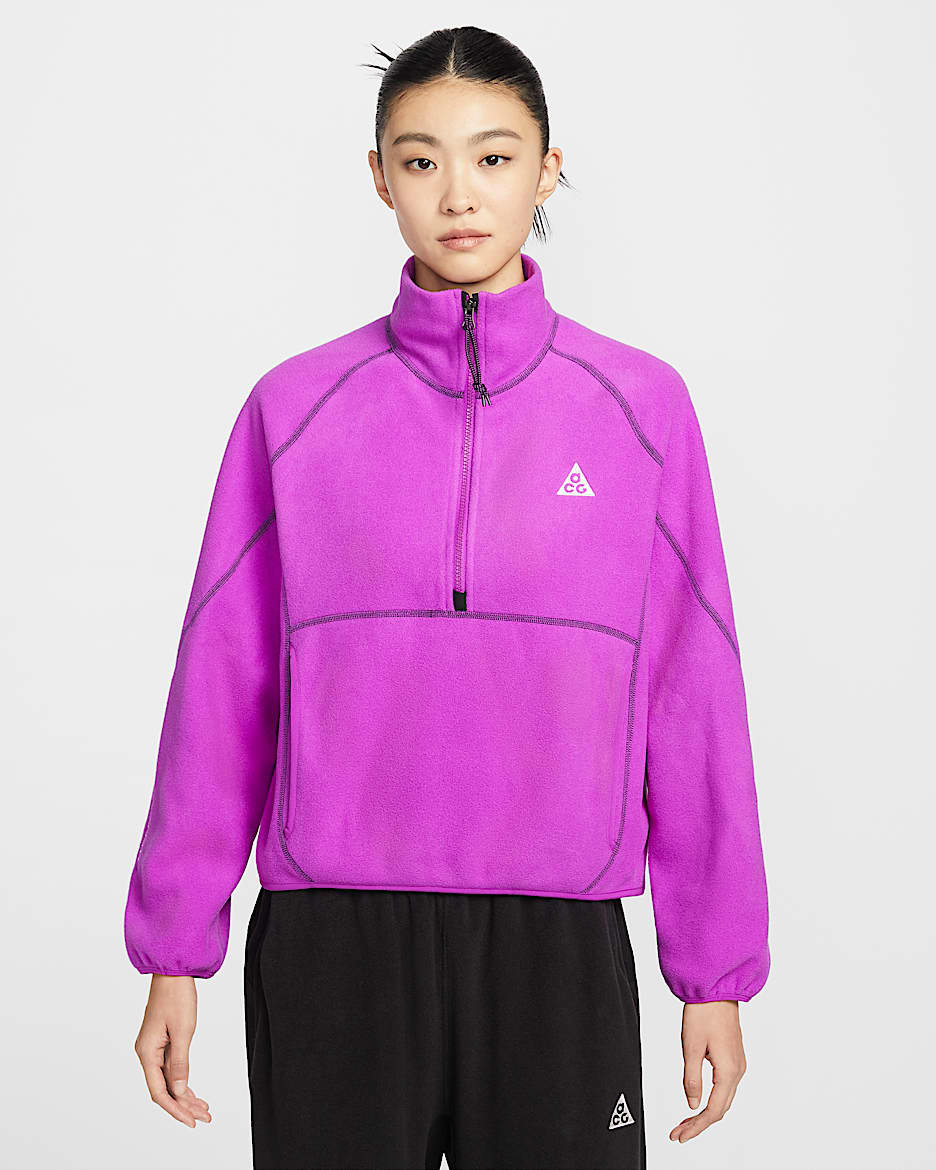 Nike ACG "Wolf Tree" 女子半长拉链开襟摇粒绒上衣 - 浆果红/明亮紫/安全橙/山峰白