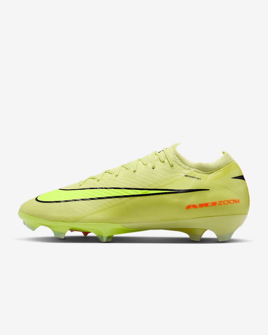 Nike Mercurial Vapor 16 Elite 耐克刺客系列 FG 天然硬质草地低帮足球鞋 - 亮石灰色/橙红/荧光黄