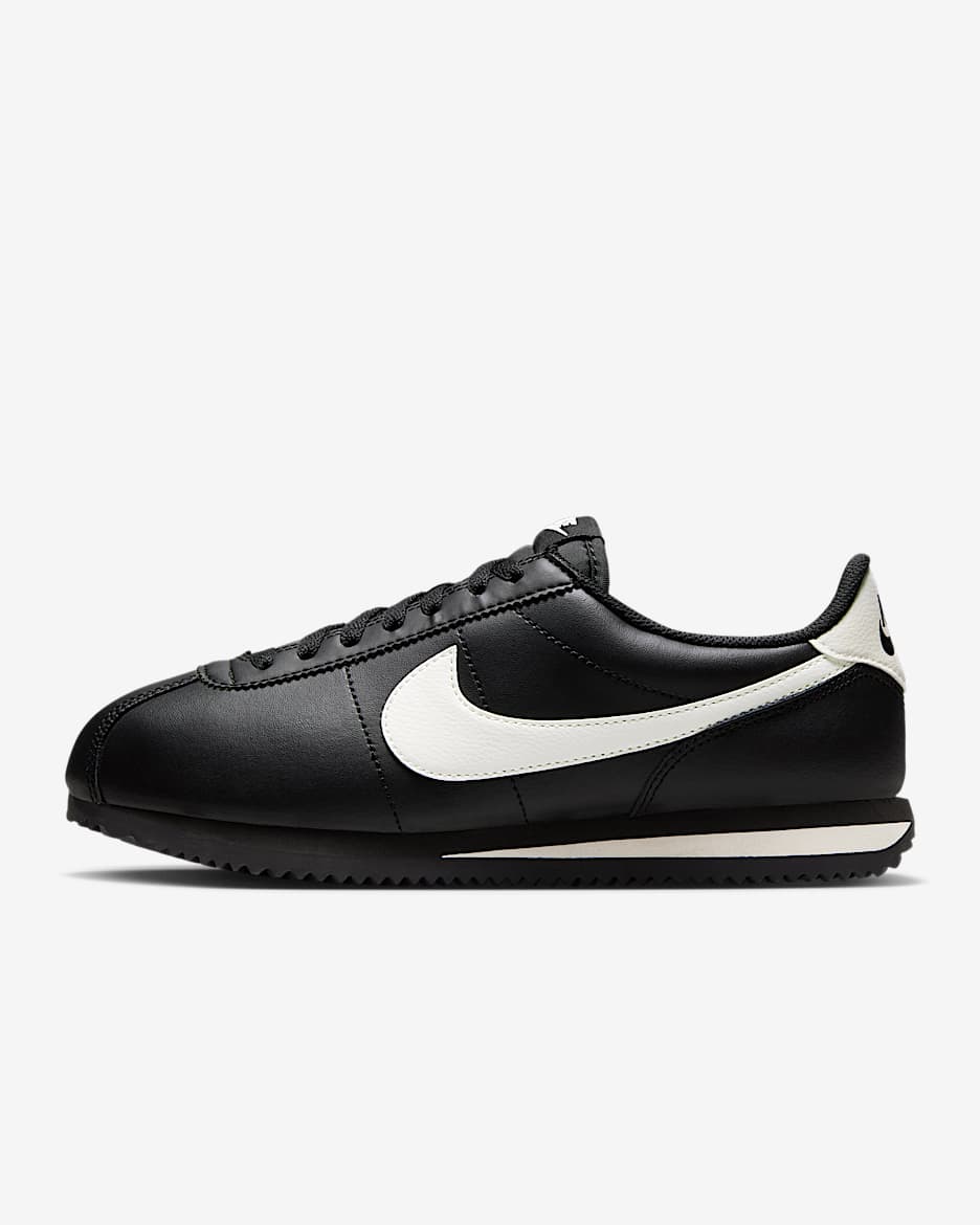 Nike Cortez Leather 女子复古运动鞋 - 黑/淡象牙白