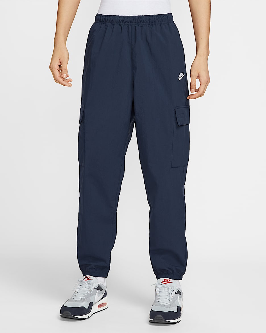 Nike Club 男子梭织工装长裤 - 黑曜石色/白色