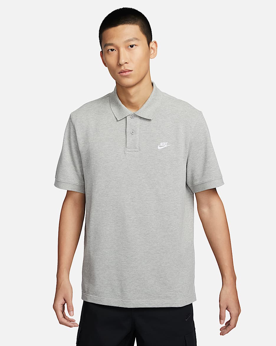 Nike Club 男子宽松版型短袖翻领T恤 - 调色暗灰/白色