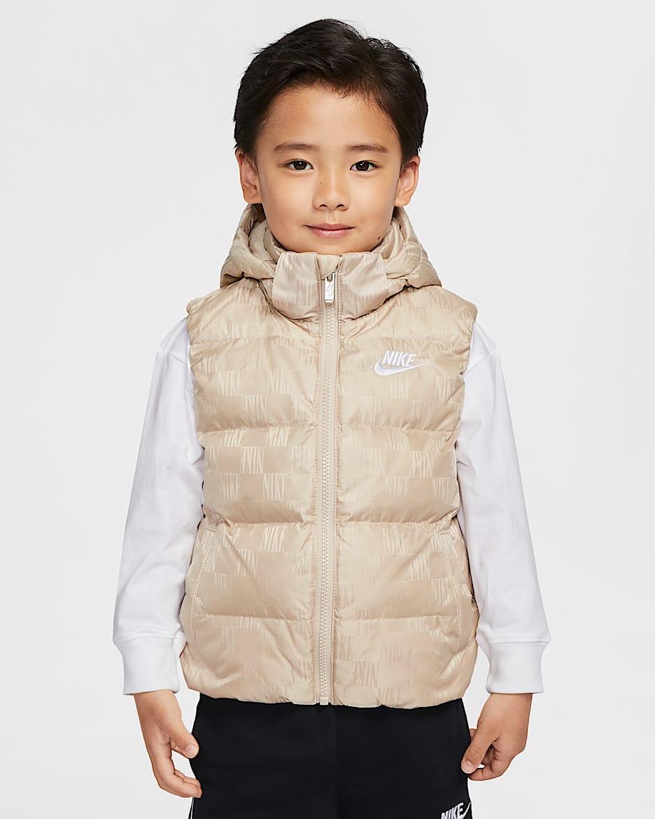 Nike 幼童羽绒提花马甲 - 沙堆白