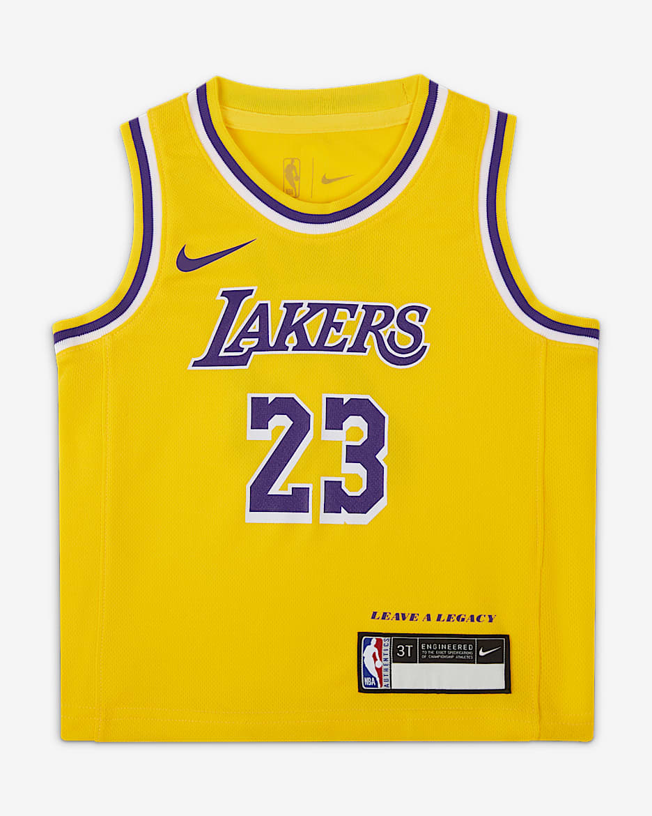 洛杉矶湖人队勒布朗·詹姆斯 (LeBron James) Icon Edition Nike NBA Jersey 婴童球衣 - 阿马里洛黄