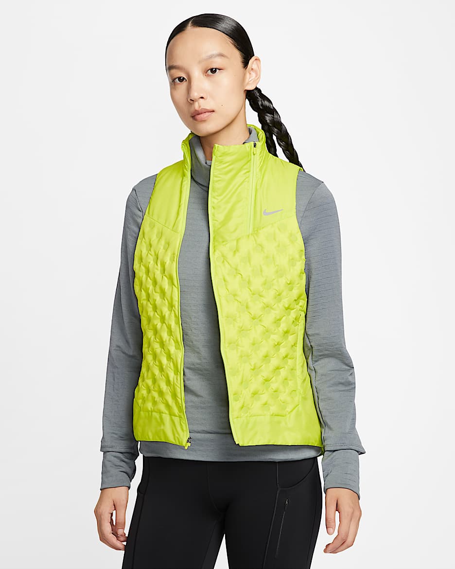 Nike Therma-FIT ADV Repel AeroLoft 女子拒水羽绒拼接跑步马甲 - 明黄