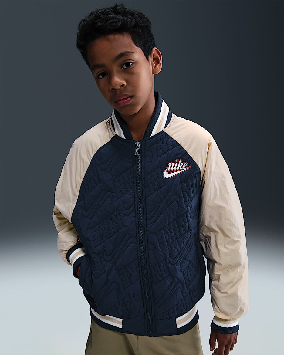 Nike 大童校园风绗缝夹克 - 深藏青