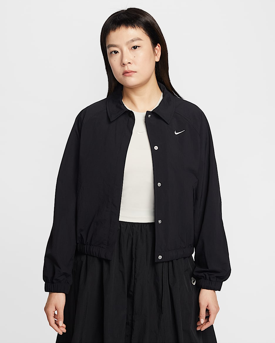 Nike Sportswear 女子 Oversize 风教练夹克 - 黑/帆白