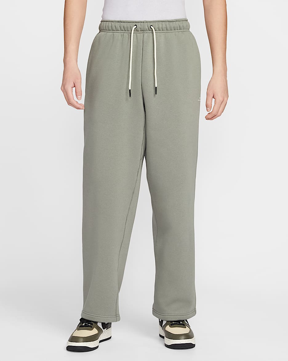 Nike Standard Issue Therma-FIT 耐克篮球小标系列男子加绒直筒篮球长裤 - 暗泥灰/淡象牙白