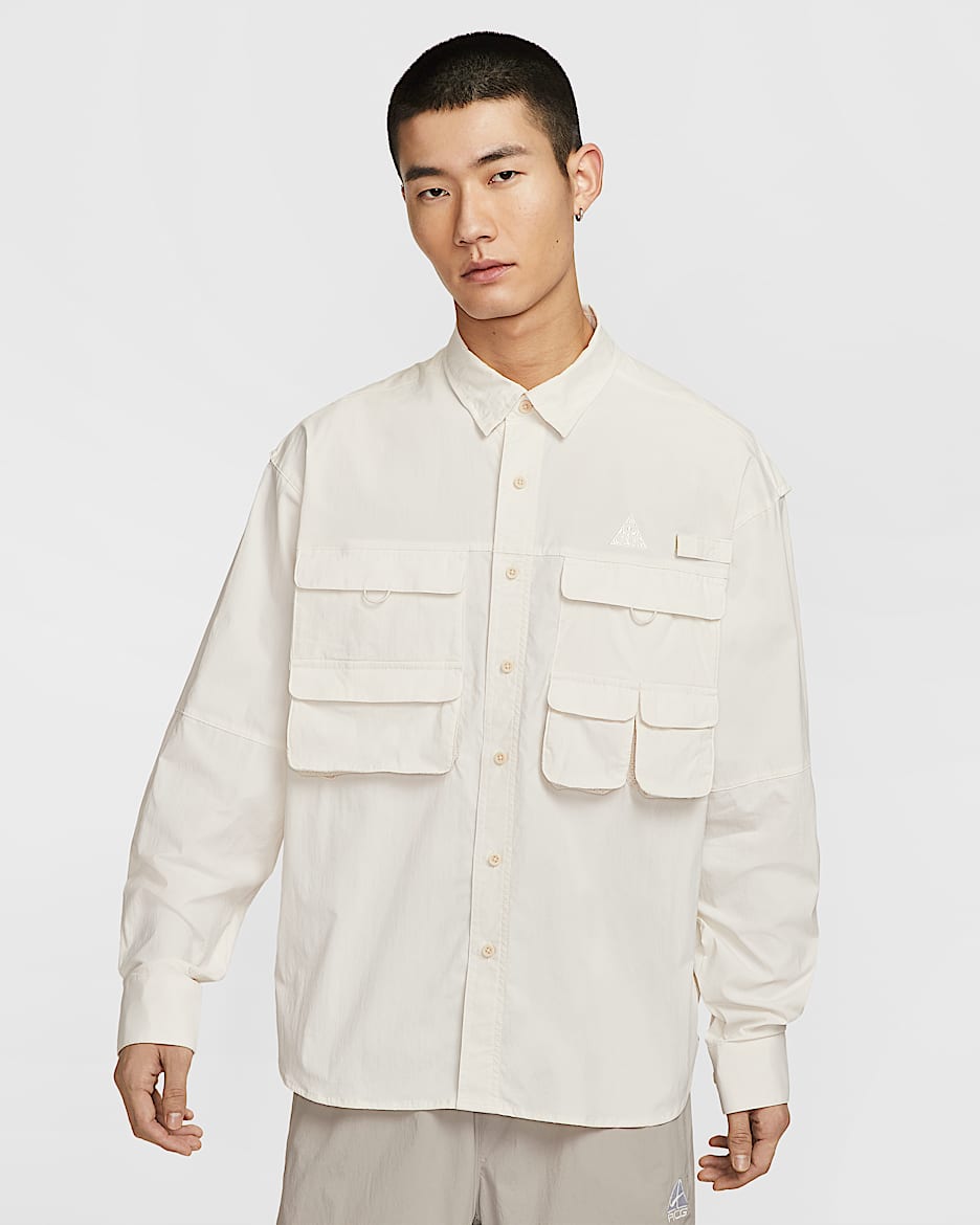 Nike ACG "Orb Weaver" Dri-FIT ADV 男子防晒速干长袖衬衫 - 幻影灰白/浅土褐/山峰白