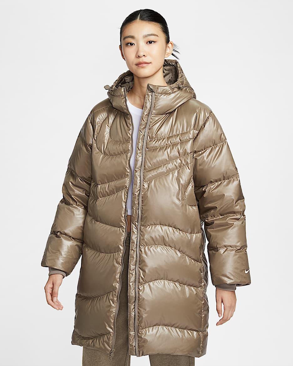 Nike Sportswear Swoosh Series 耐克暖钩羽绒服系列 Therma-FIT 女子 Oversize 风拒水羽绒外套 - 貂棕/帆白