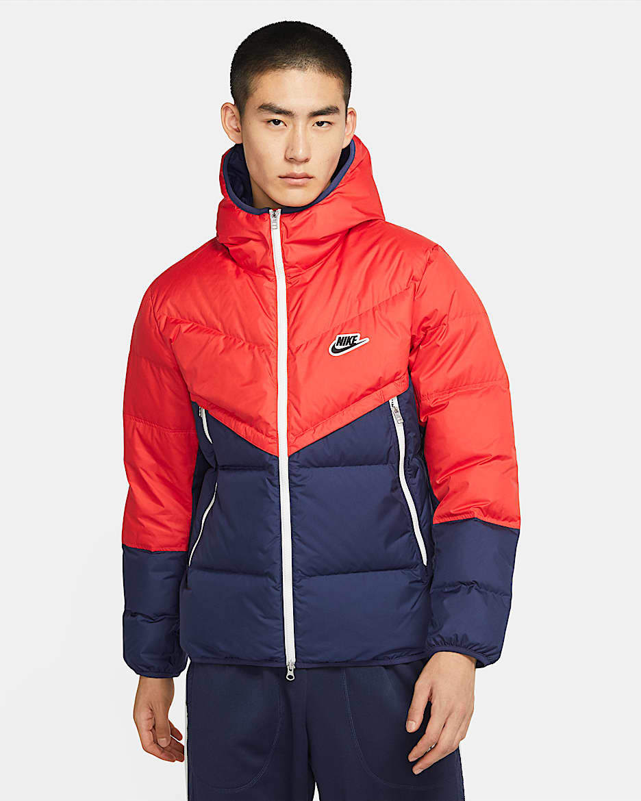 Nike Sportswear Down-Fill Windrunner 男子夹克 - 椒红/深藏青/深藏青/黑