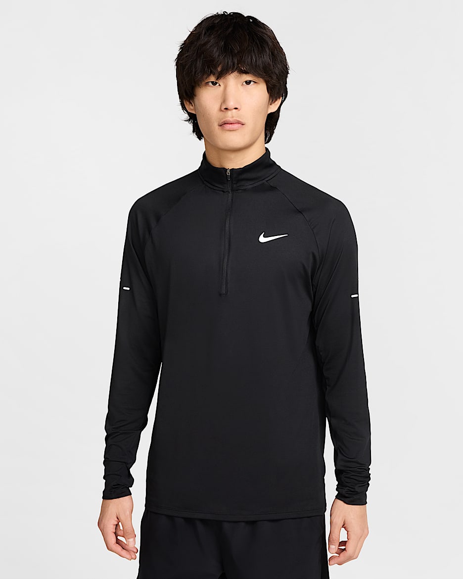 Nike Stride Dri-FIT 男子防晒速干跑步上衣 - 黑